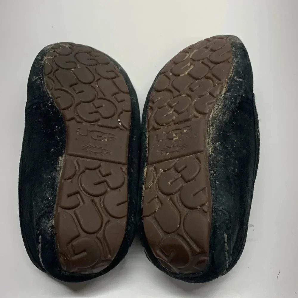 Ugg Ansley Slippers Suede Slip On Shearling Lined Moccasins Shoes Black Size 6 - Picture 11 of 12
